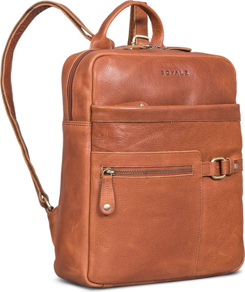 ROYALZ "Arizona" stilvoller Echtleder Rucksack Damen Mittel-Groß - ideal als Tagesrucksack Cityrucksack 11.6 - 13 Zoll Laptoprucksack Leder Modern