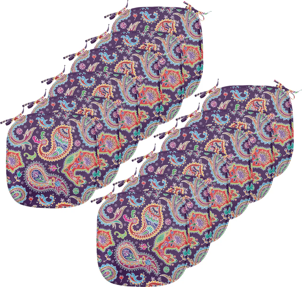 Set 12 Cuscini Sedie Giardino 40x40 Viola Paisley Impermeabili
