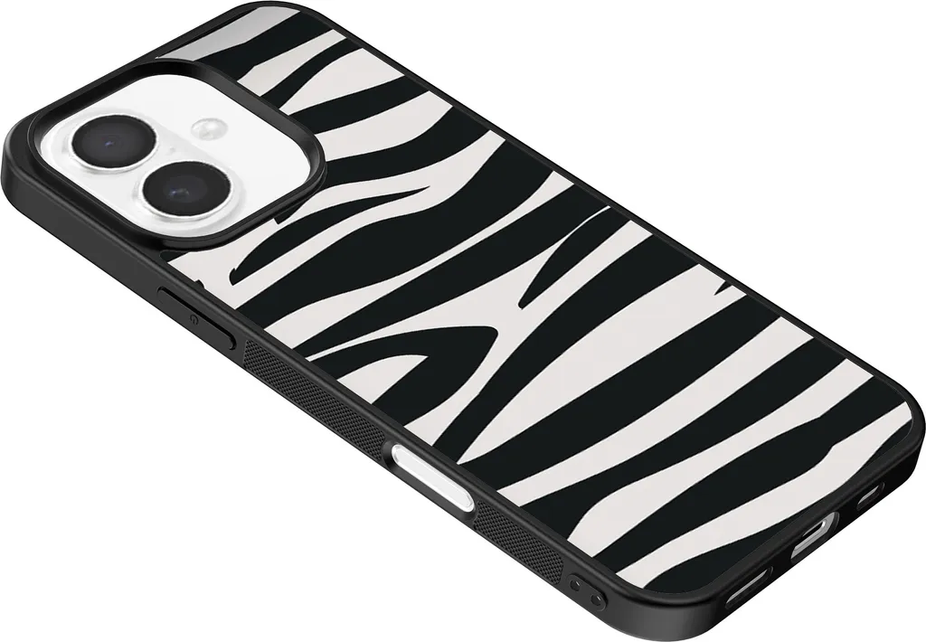 Smartphonica iPhone 16 Zebra Case - Custodia Design TPU Bianco e Nero - 3