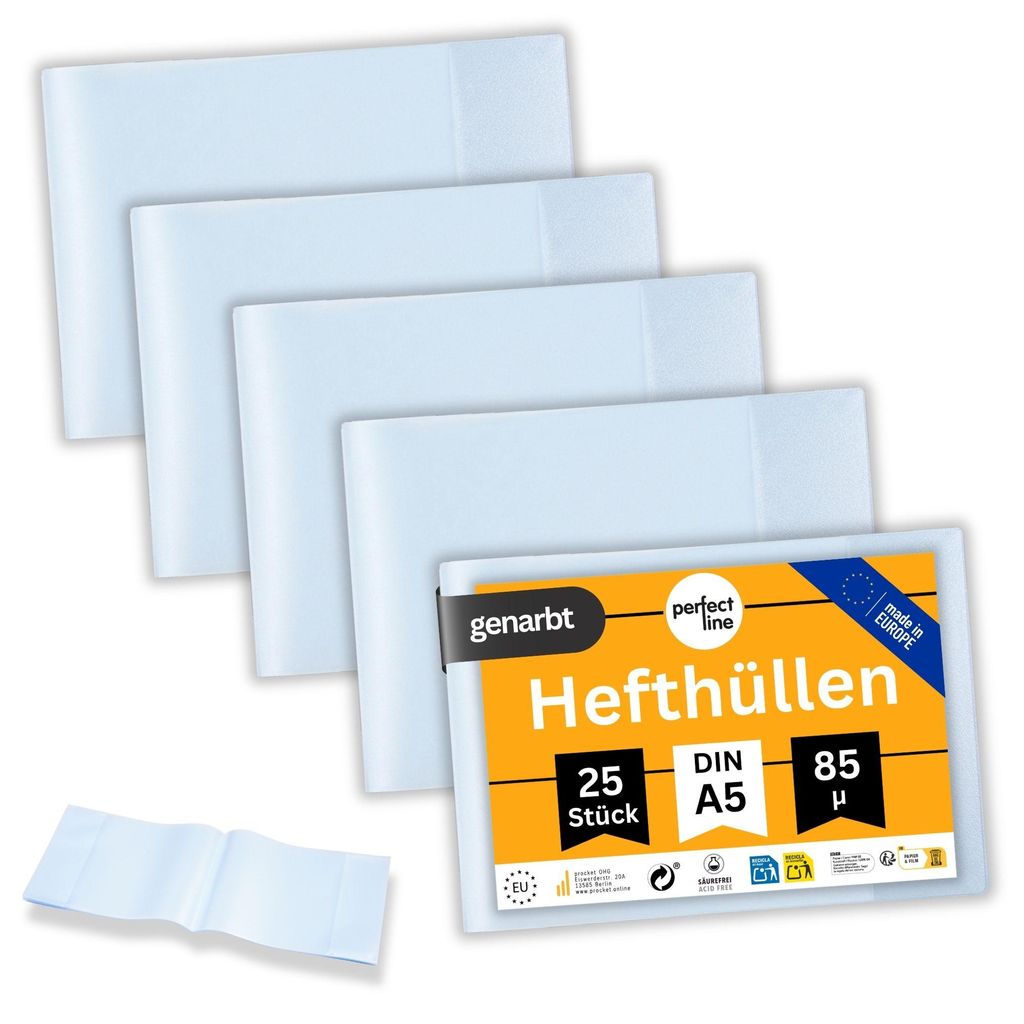 perfect line 25 Hefthüllen A5 quer genarbt 85 my PP Produktbild 