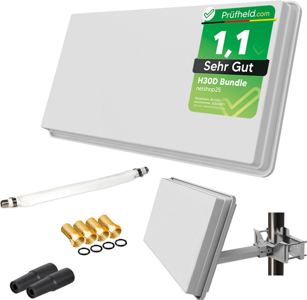 SAT Flachantenne Single H30D1+ mit Fensterhalterung + 1 Produktbild
