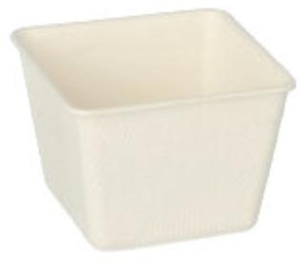 PAPSTAR Fingerfood Schalen Zuckerrohr "pure", eckig, weiß, 3,8x4,6 cm | Schrumpffolie (50 Stück)