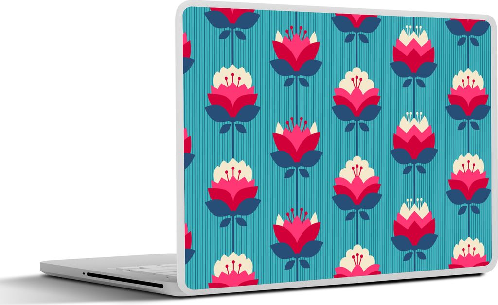 MuchoWow Laptop Aufkleber Sticker Cover Muster - Retro - Lilie 25x18 cm - Laptop-Deko