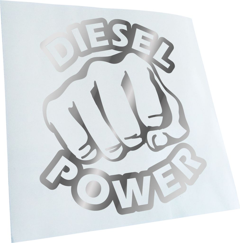 Kiwistar - Autoaufkleber - Diesel Power Schlag Faust Heckscheibenaufkleber - Aufkleber für Auto Kfz Fahrrad, LKW, Truck Mofa
