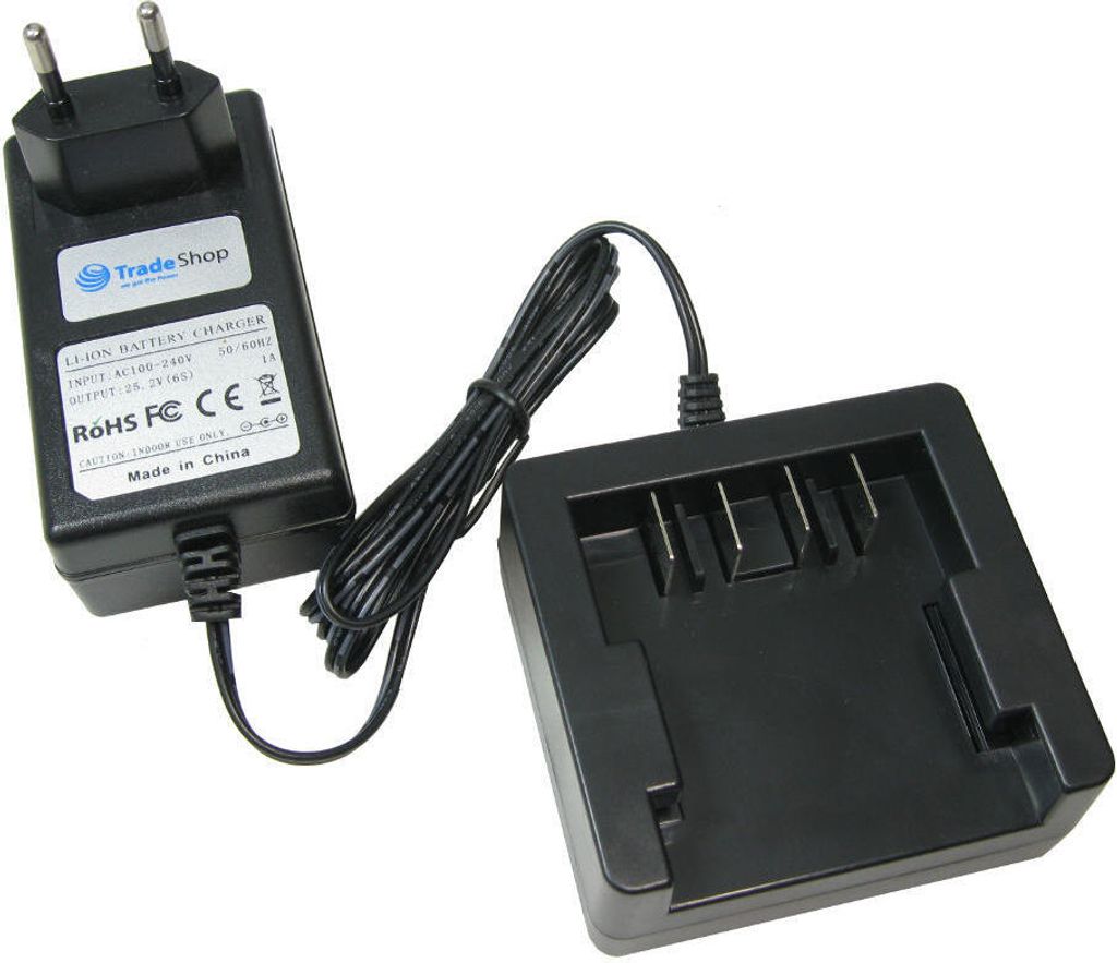 Trade-Shop 24V Li-Ion Akku Ladegerät Ladestation kompatibel mit Greenworks G24B2 G24AB G24CS25 G24CSK2 G24HT G24HT56 G24LT28 G24PH51 G24PS20 G24PS...