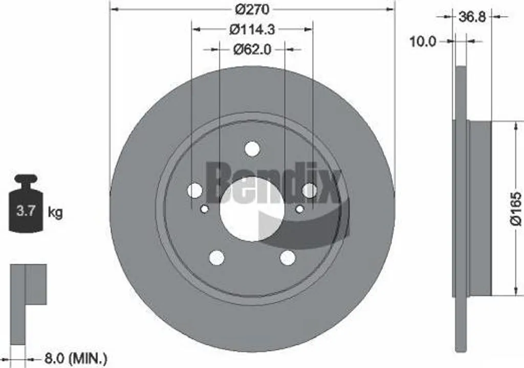 Disque de frein Bendix BDS1126 anti-vibration OE 4243102170 Toyota