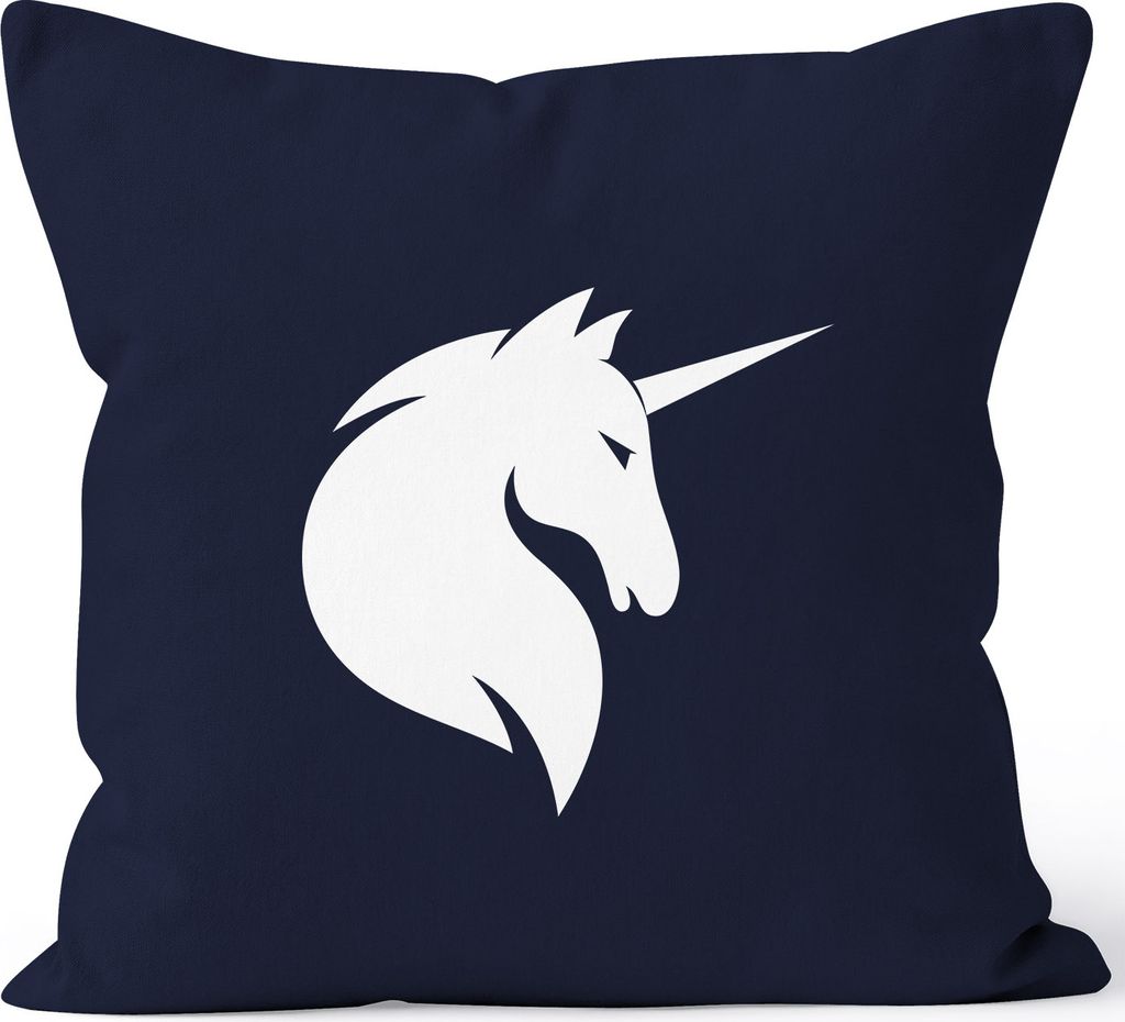 Kissenbezug Einhorn Unicorn Kissen-Hülle Deko-Kissen 40x40 Baumwolle MoonWorks navy unisize