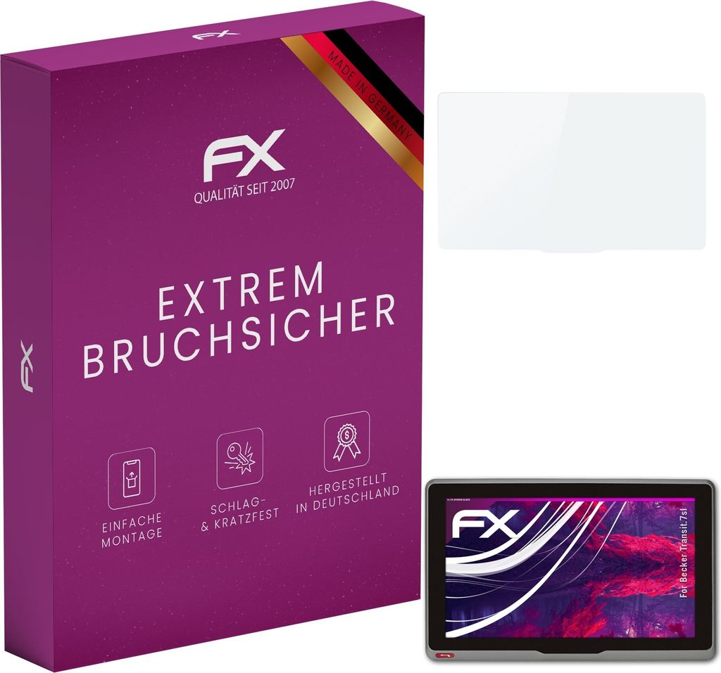 atFoliX FX-Hybrid-Glass Displayfolie kompatibel mit Becker Transit.7sl Glasfolie