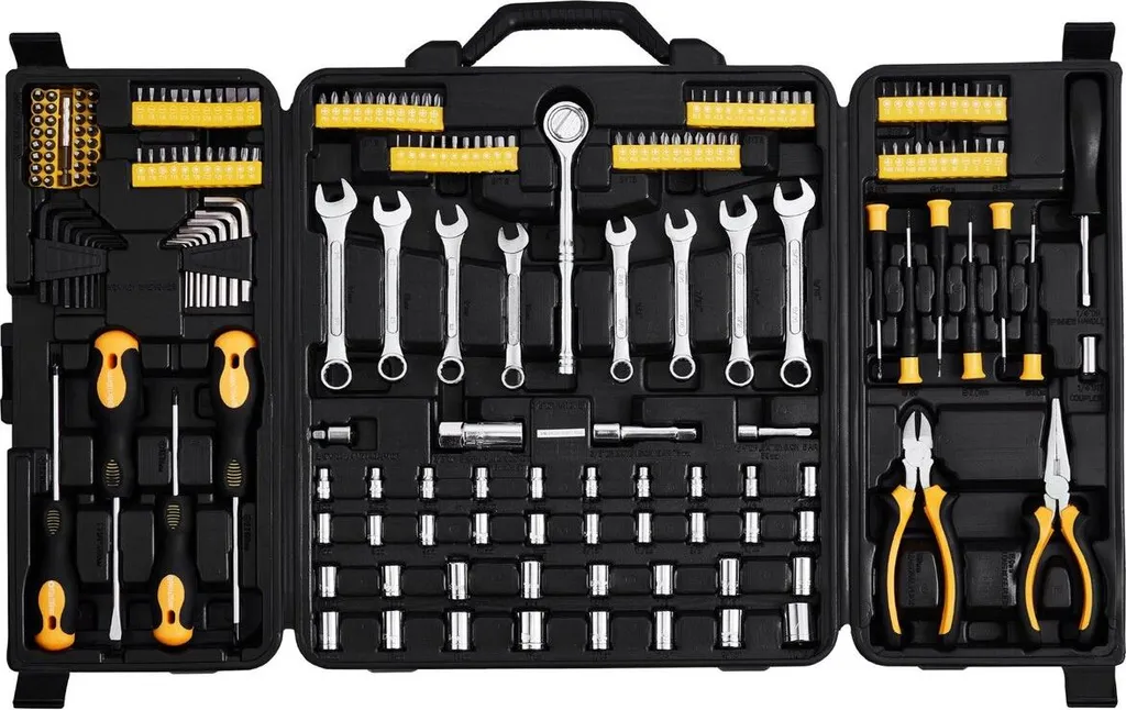 Kit outils mécaniques 221 pièces douilles 1/4" 3/8" finition chromée