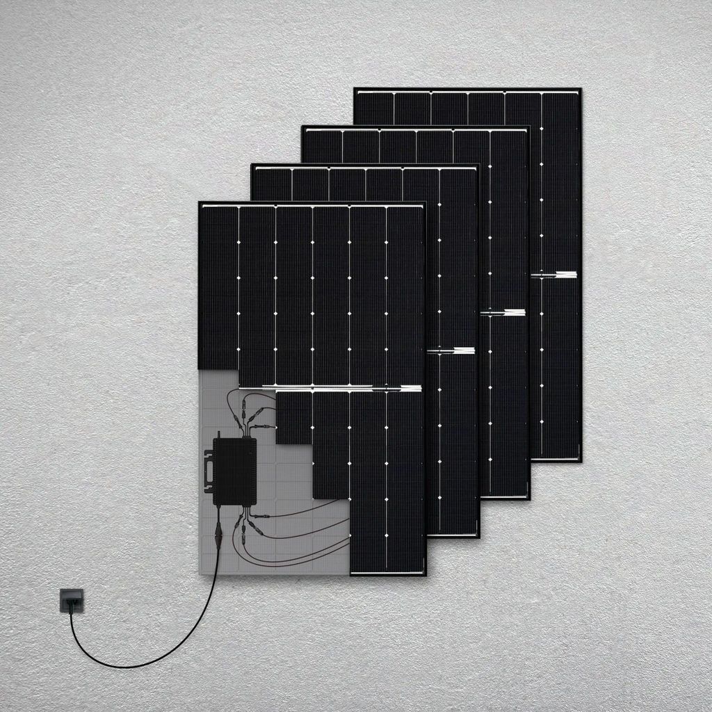1800 Watt, Bifazial Komplettset, Balkonkraftwerk, Ohne Halterung, Hoymiles HiBattery 1920 AC, Germany 10m Anschlusskabel, Hoymiles HMS-1600W