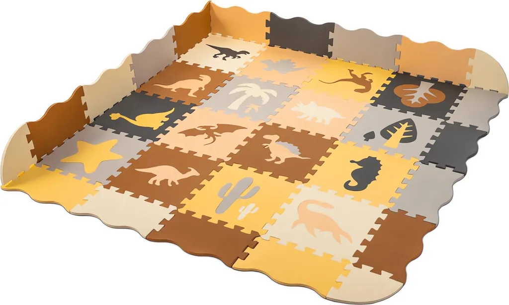 Tapis de sol puzzle dinosaures en mousse souple 36 dalles multicolores