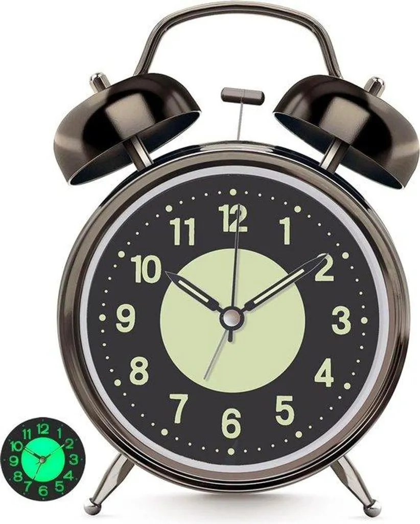 Horloge de chevet rétro en métal avec alarme puissante et mode muet
