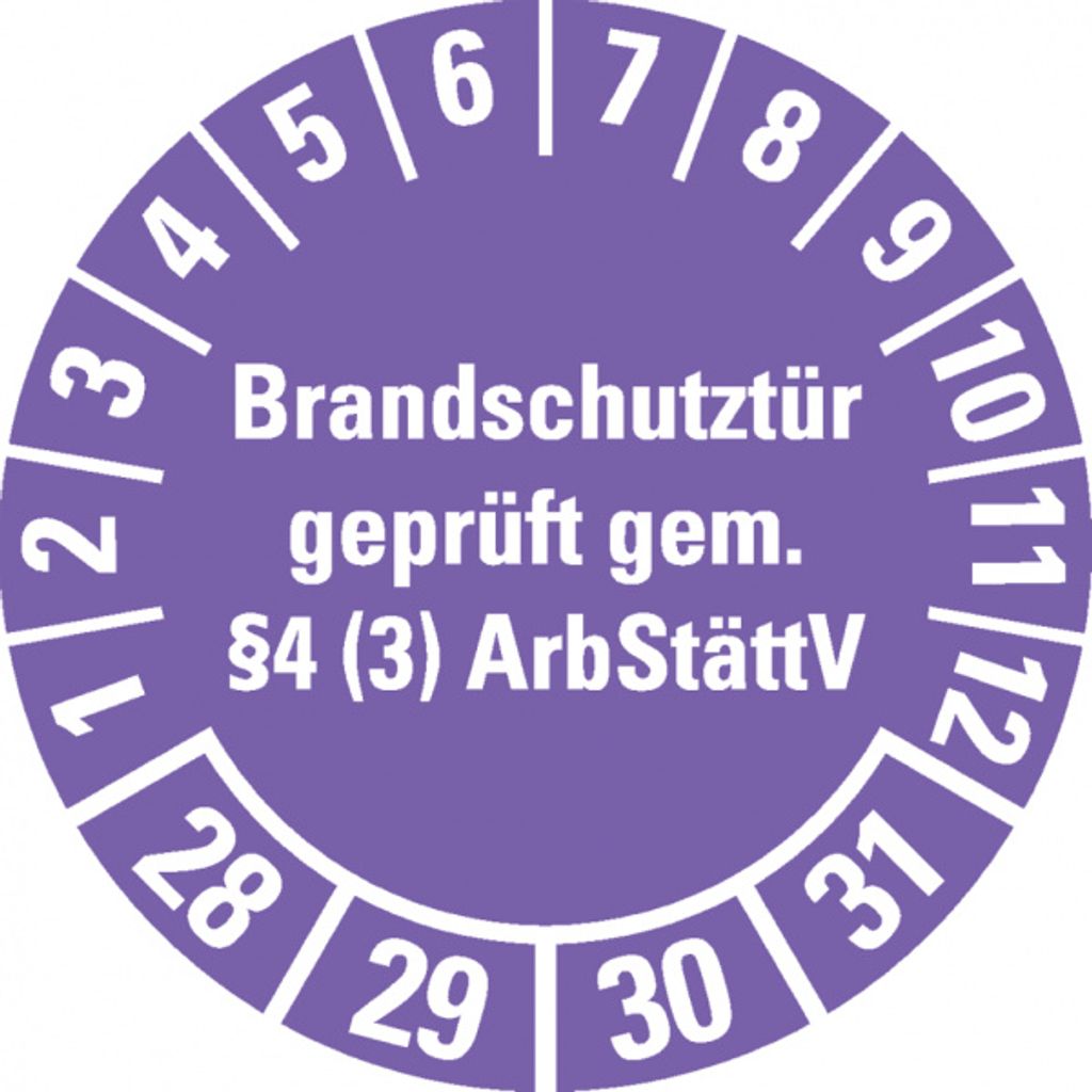 Dreifke Prüfplakette Brandschutztür 28-31, violett, Dokumentenfolie, Ø 30mm,...