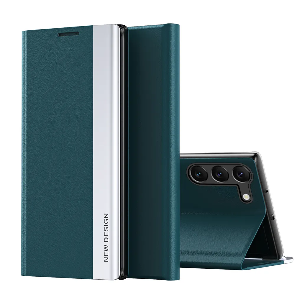 Custodia Samsung S24 Magnetica Verde: Protezione in Finto Cuoio Premium