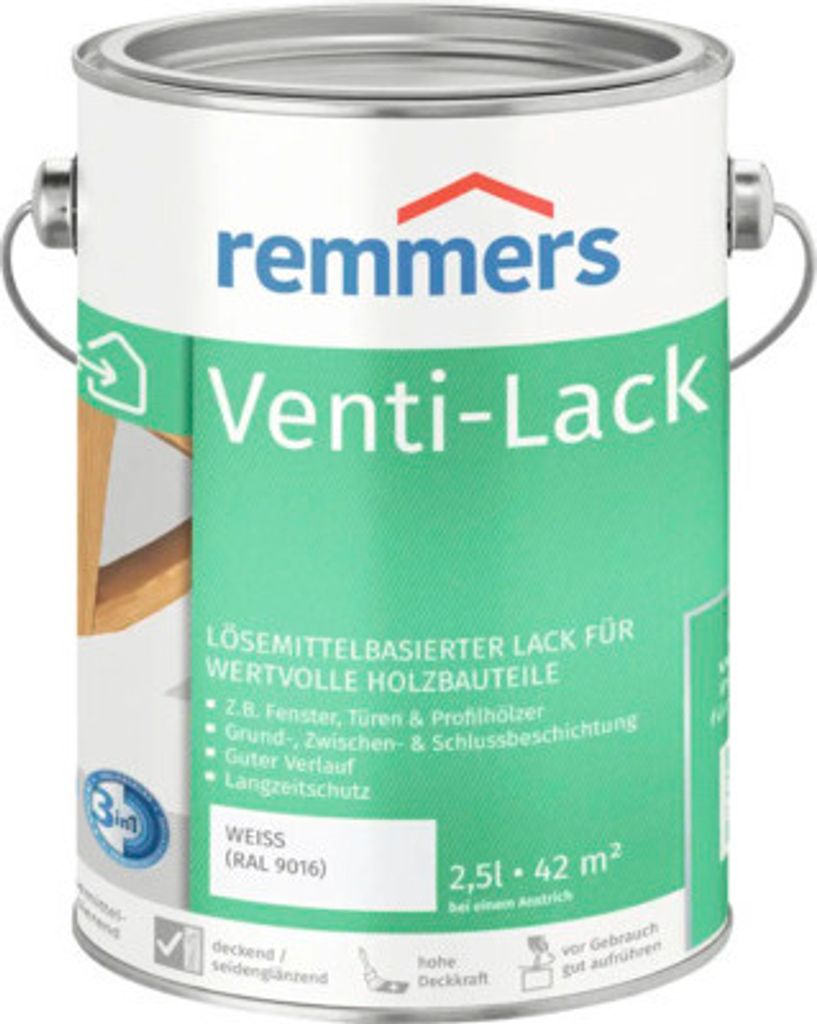 Remmers Venti-Lack 3in1 weiß (RAL 9016) 2,5 l, Holzlack Produktbild 
