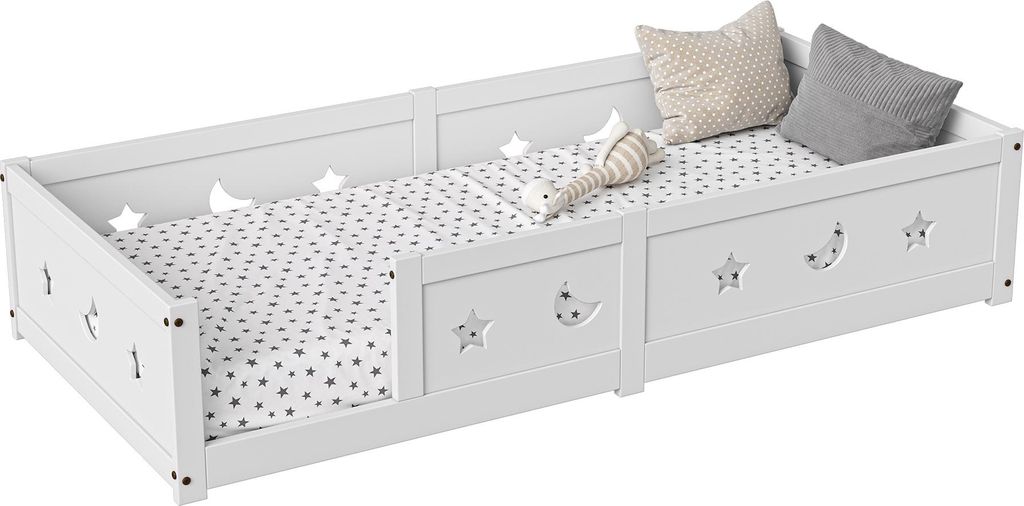 Łóżko dziecięce 90 x 200 cm z barierkami ochronnymi i Zdjęcie produktu 