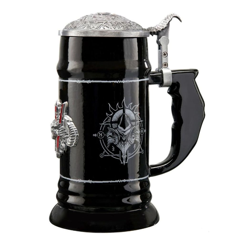 Blizzard Diablo IV Inarius & Lilith Bierkrug 710ml – Limitierte Edition Keramikkrug mit Reliefgravur – Hochglanz Schwarz – Sammlerstück für...