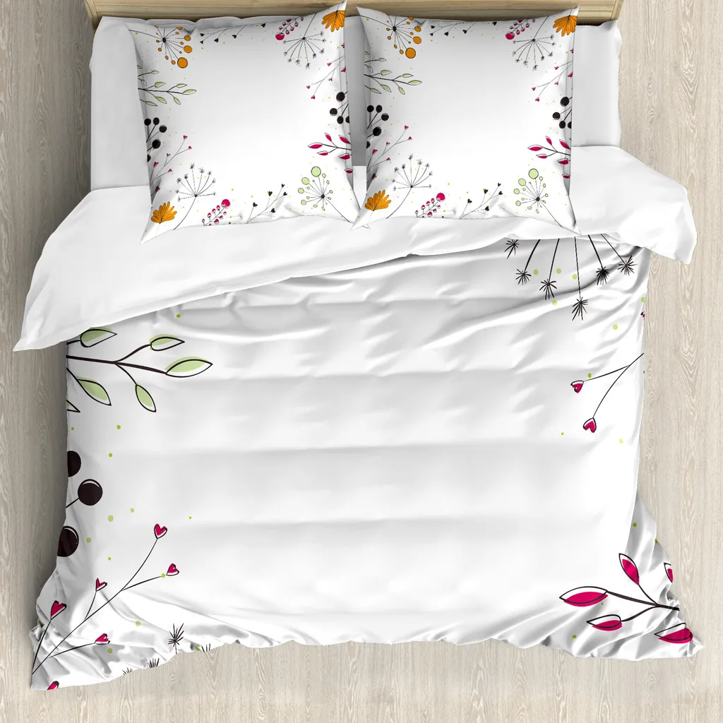 ABAKUHAUS Copripiumino moderno, motivi floreali geometrici, antiacaro, adatto a chi soffre di allergie, con federe, 155 cm x 220 cm - 80 x 80 cm, pistacchio magenta