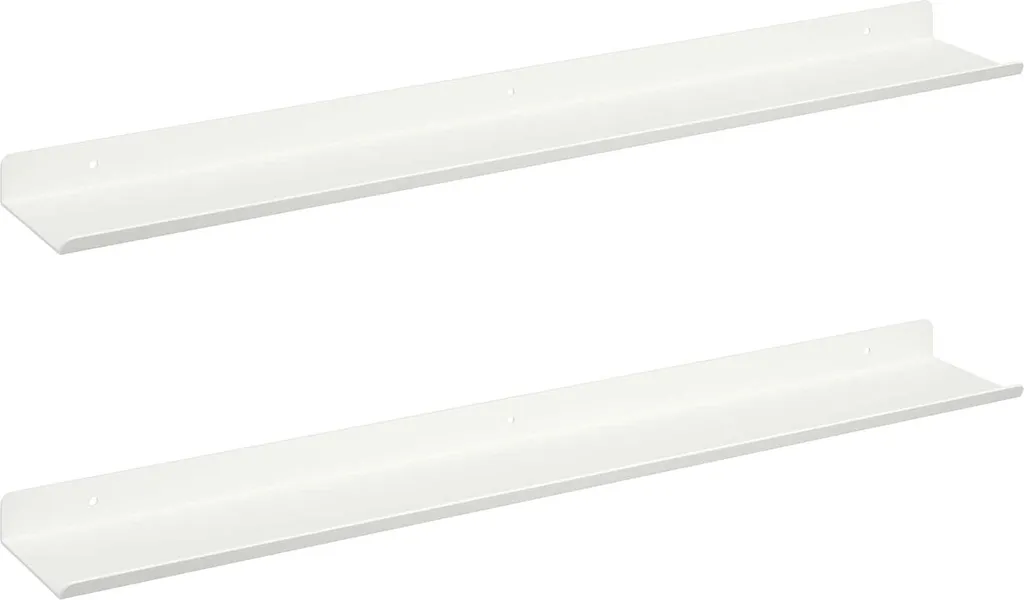 Scaffale sospeso Montaggio a parete 2 pezzi Bianco 60 x 9 x 2,5 cm Acciaio