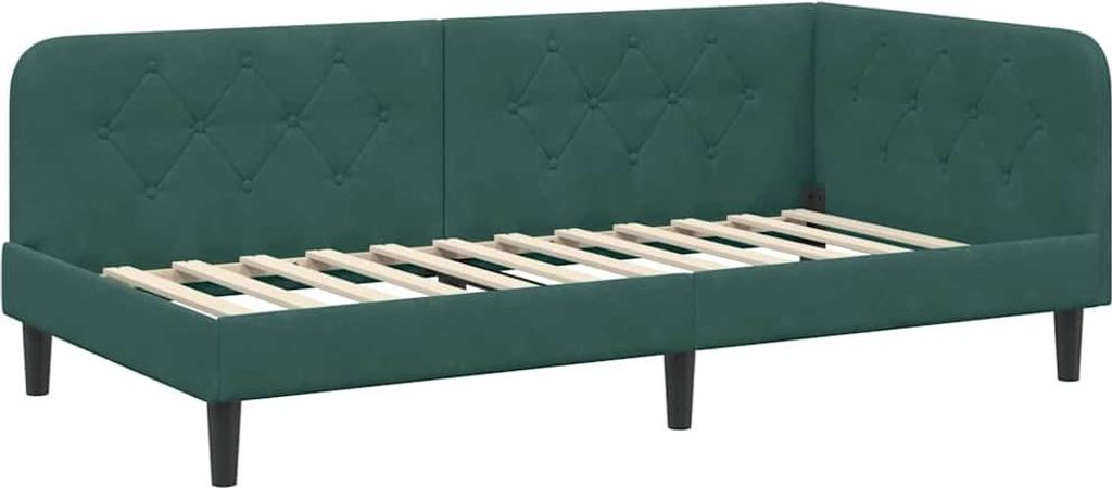 vidaXL Eckbettgestell Dunkelgrün 100 x 200 cm Samt