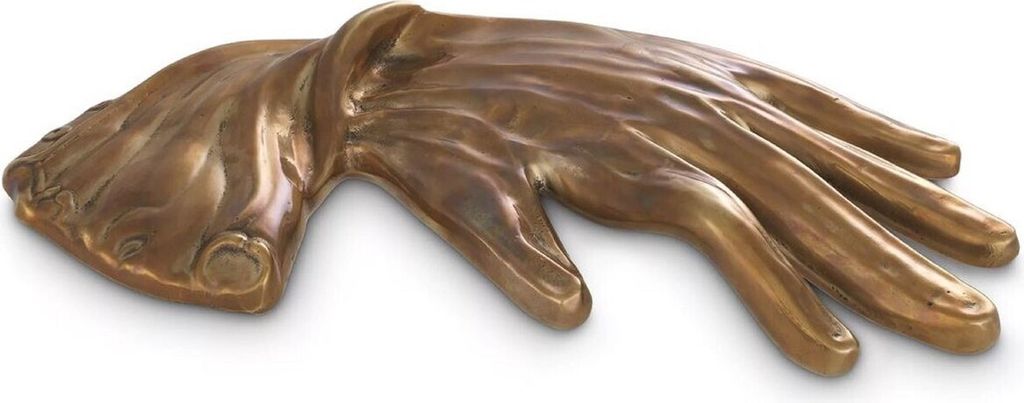 Casa Padrino Luxus Schreibtisch Deko Hand Vintage Messingfarben 29 x 16 x H. 3 cm - Messing Deko Objekt - Luxus Deko Accessoires