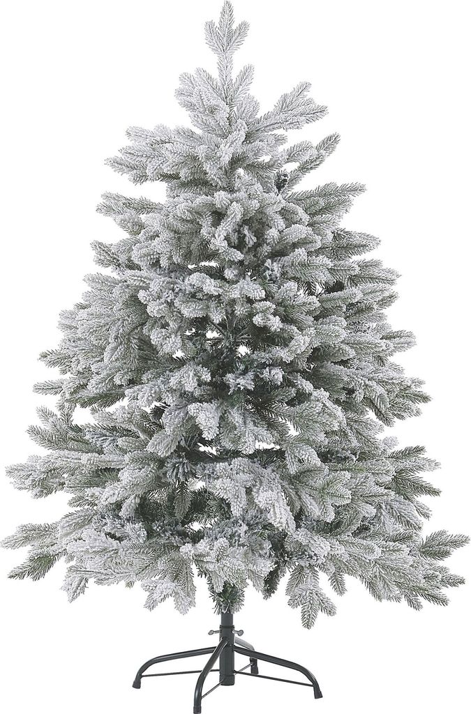 BELIANI Weihnachtsbaum 120 cm Weiß Schneebedeckt mit Kunstschnee und Ständer Weihnachtszeit/ Weihnachten/ Wohnzimmer Modern