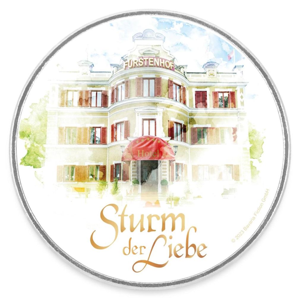 Spreadshirt Sturm Der Liebe Logo Hotel Fürstenhof Aquarell Produktbild 