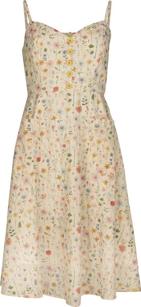 Voodoo Vixen Mittellanges Kleid Damen Flower Print Embroidered Flare Sundress multicolor M
