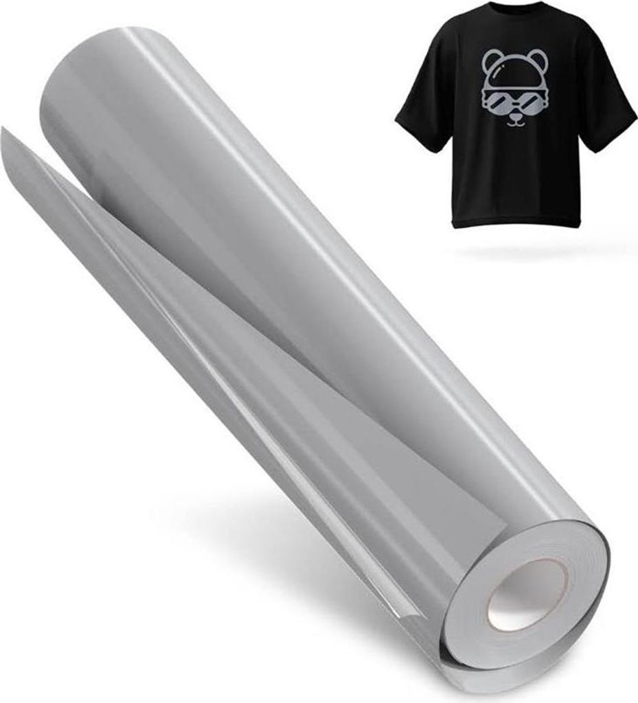 Hisiu HTV-5 Wärmeübertragungsvinyl graue Folie 12 inch x 8 ft langlebig und flexibel