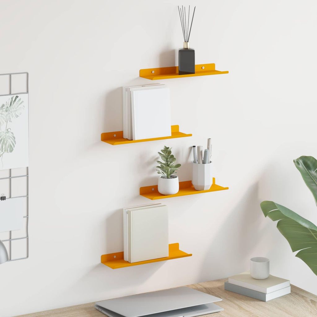 Maison Exclusive - Schwebendes Regal 4 pcs Senfgelb 30 x 9 x 2,5 cm Stahl