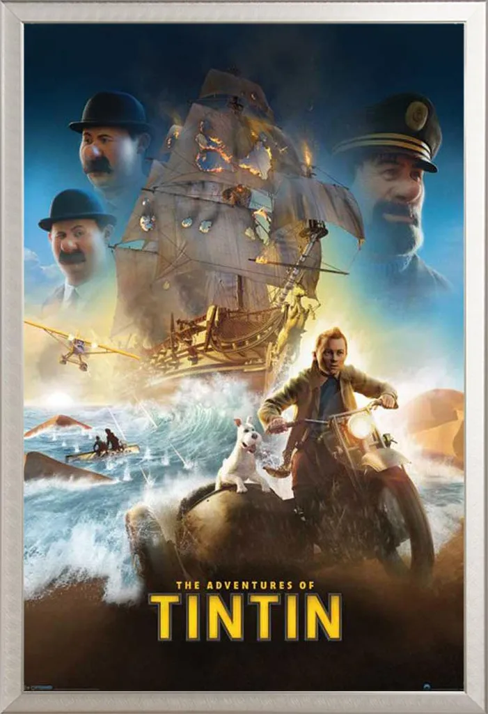 Cornice Shinsuke Argento con Poster Tintin Int. V2 - Design d'Autore