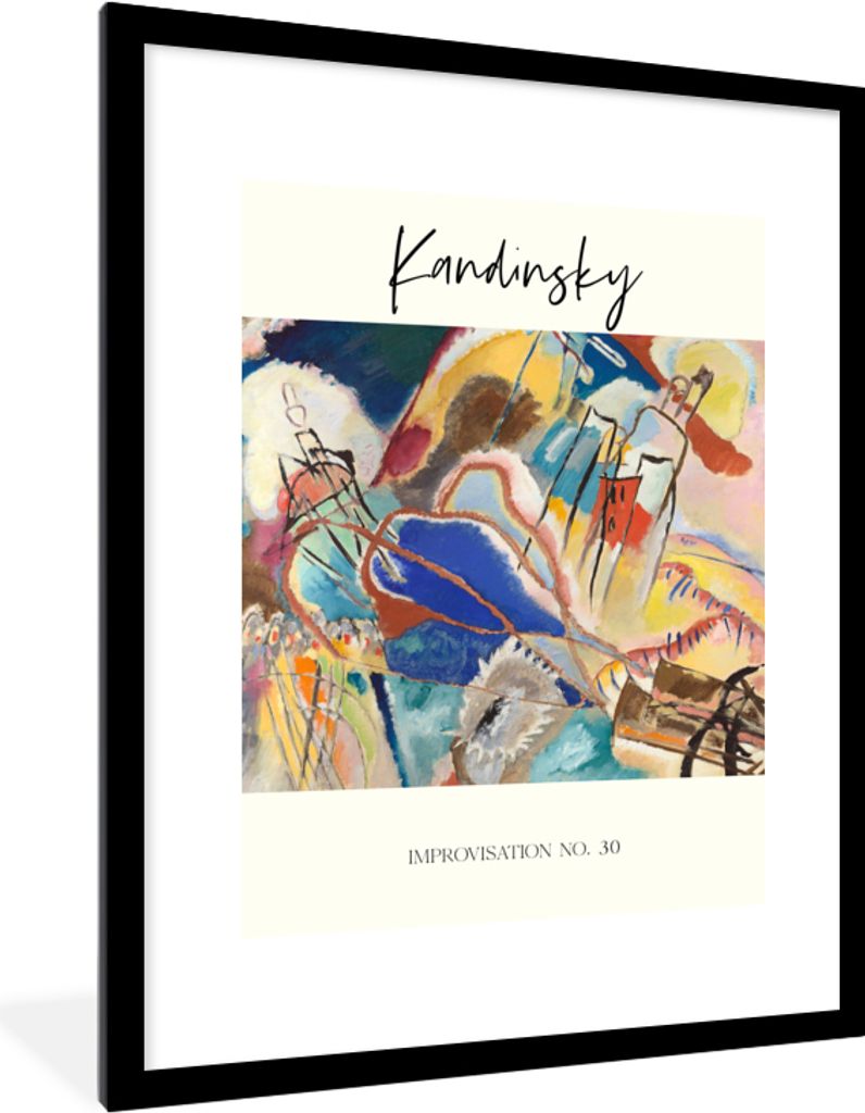 MuchoWow Gerahmtes Poster Improvisation Nr. 30 - Kandinsky 60x80 cm - Poster mit Schwarzem Bilderrahmen Wandposter Rahmen Foto Bilder - Wohnzimme...