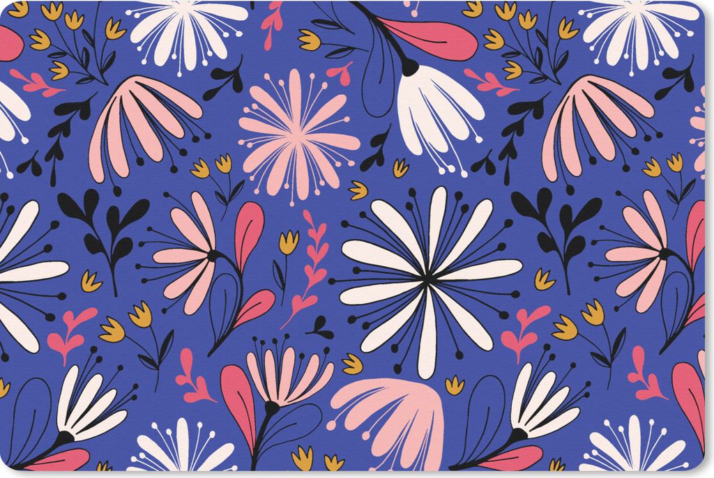 MuchoWow Schreibtischunterlage Muster - Abstrakt - Blumen 60x40 cm - XXL Mauspad - Großes Mauspad