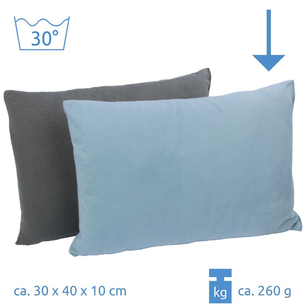 Deluxe Pillow Blau 40x30x10 Kissen Reisekissen Kopfkissen Nackenkissen Packsack 