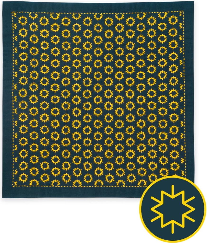 Olympus Hitomezashi Sashiko Stickpackung "Hana Fukin Konpeitou", Stoff bedruckt, 33x33cm, Original aus Japan