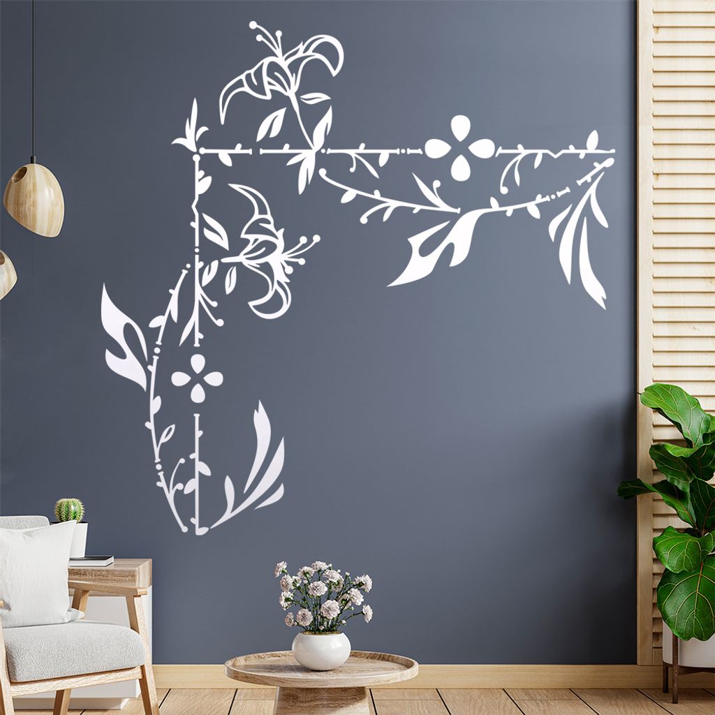 Blumenranke - Linien Wandtattoo in 6 Größen - Wandaufkleber Wall Sticker - Dekoration, Küche, Wohnzimmer, Schlafzimmer, Badezimmer