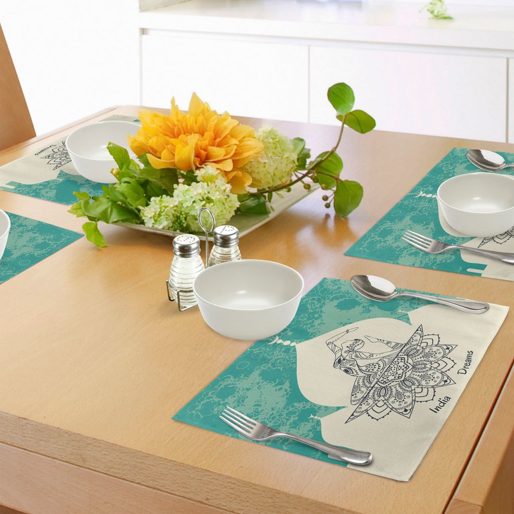 ABAKUHAUS Chakra Platzmatten, Grungy Anzeigen-Weinlese-Bild mit der Tanzen-Dame generierte mit gewelltem ethnischem Druck, Tiscjdeco aus Farbfesten...