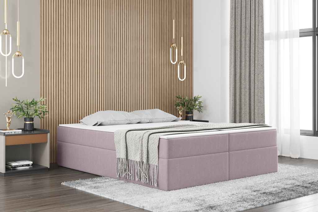 Kaiser Möbel Boxspringbett mit bettkasten matratze topper Ruben 160 cm x 200 cm Rosa