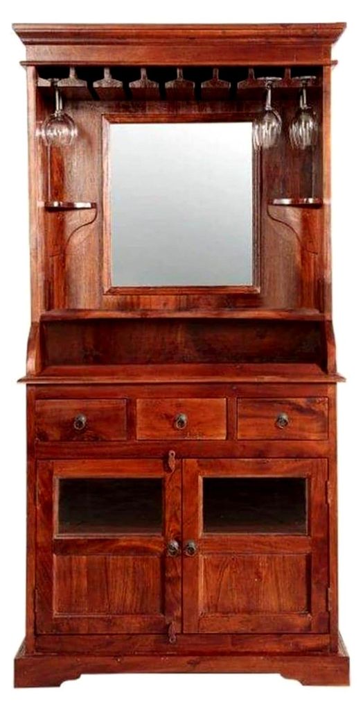 Oxford Bar aus Akazie, Farbe: Dunkelbraun lackiert, Größe: 97x52x193 cm (BxTxH)