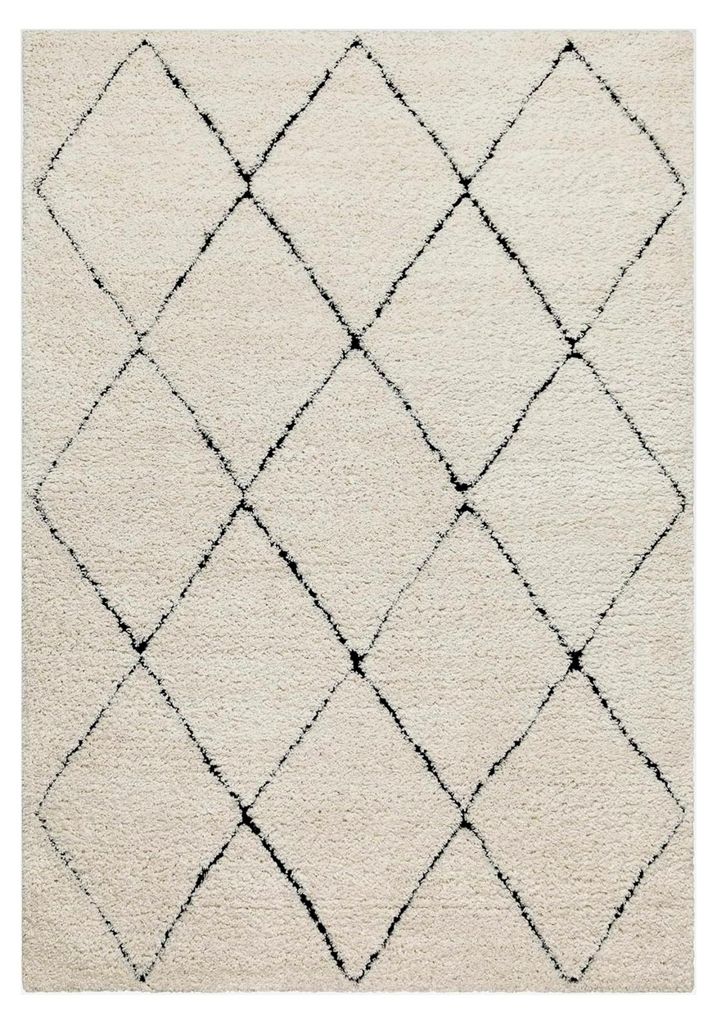 Hochflor Teppich - Läufer im Berber Stil für Wohnzimmer, Flur, Schlafzimmer (120 x 170 cm, Creme beige)