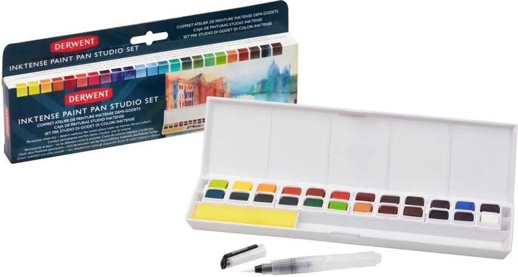 Derwent Inktense 24 blocs de peinture aquarelle fixe après séchage