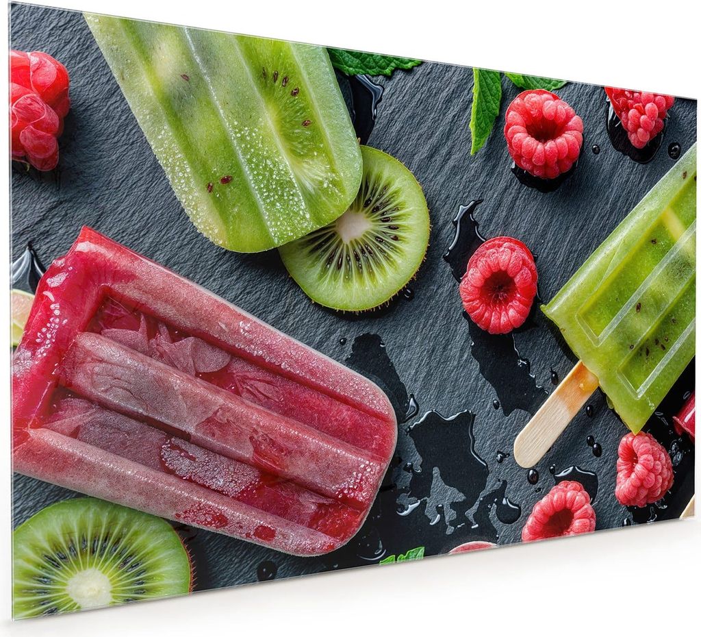 Küchenrückwand Spritzschutz Glas mit Motiv Frisches Eis am Stiel 40 x 40 cm