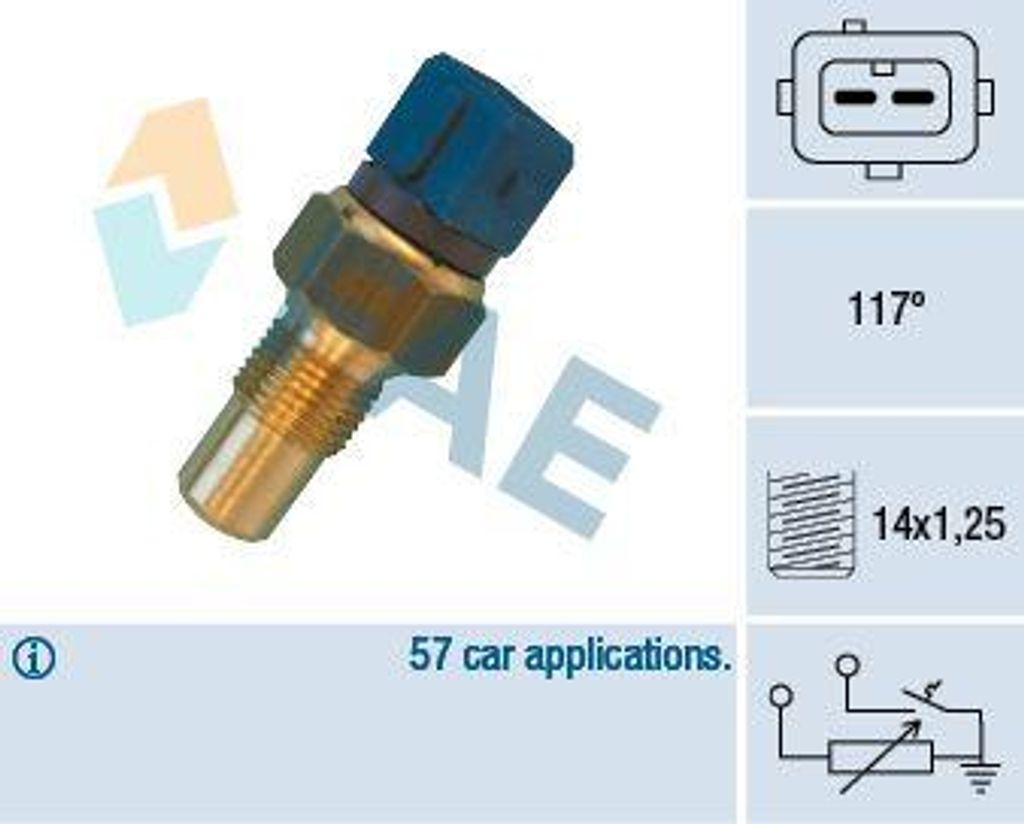 FAE 34440 Kühlmitteltemperatursensor OE 336401 kompatibel mit Berlingo, Saxo, Xsara, 206, 306, Partner