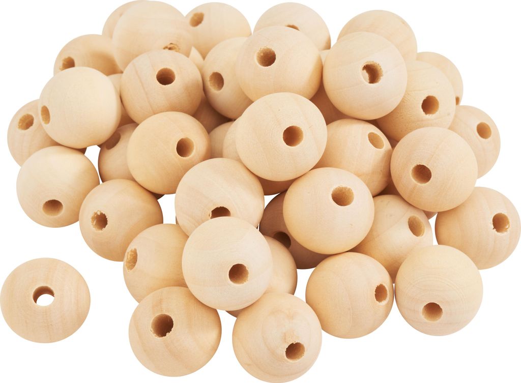 VBS XXL Holzkugeln durchgebohrt 1 bis 3 cm Basteln Dekoration DIY Projekte Ø 20 mm, 50 Stück