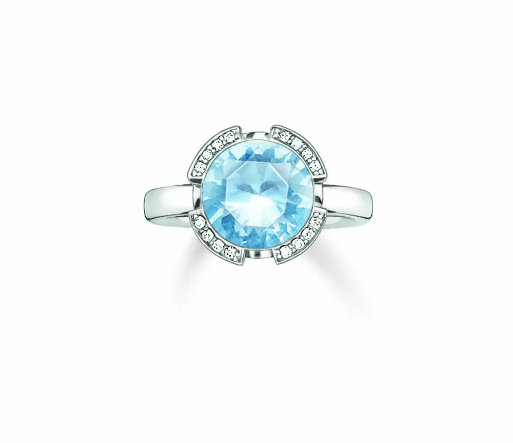 Regalo Perfetto: Anello Thomas Sabo TR2038-059-31-52 Blu e Zirconi