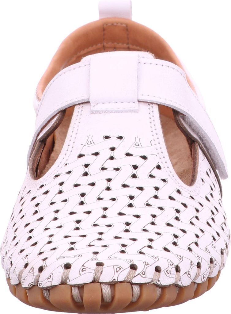 Gemini Damen Slipper Leder mit Lochmuster T-Riemen und Klettverschluss 031158-02, Größe:41 EU, Farbe:Weiß