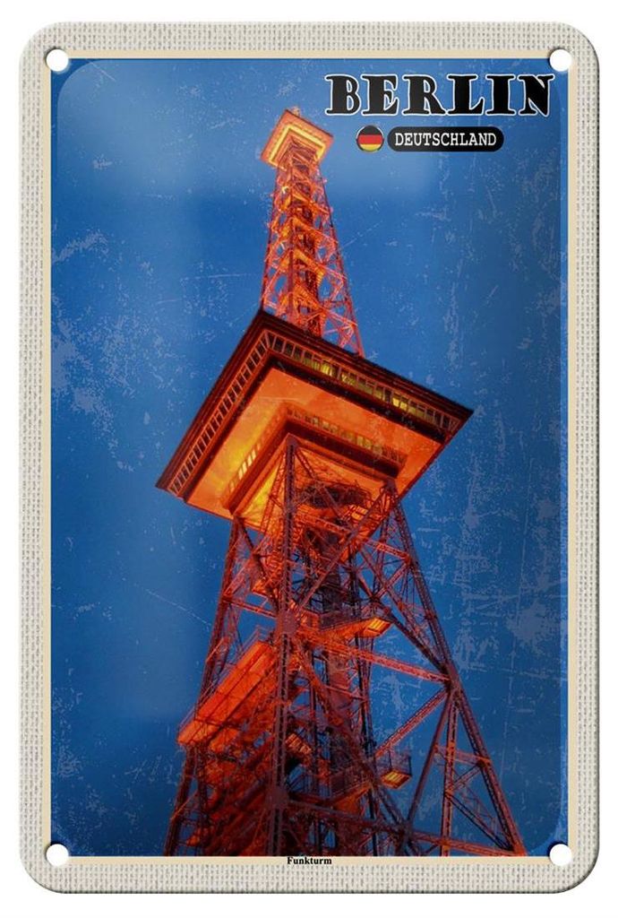 Blechschild Städte Berlin Funkturm Deutschland Deko 12x18cm Produktbild 