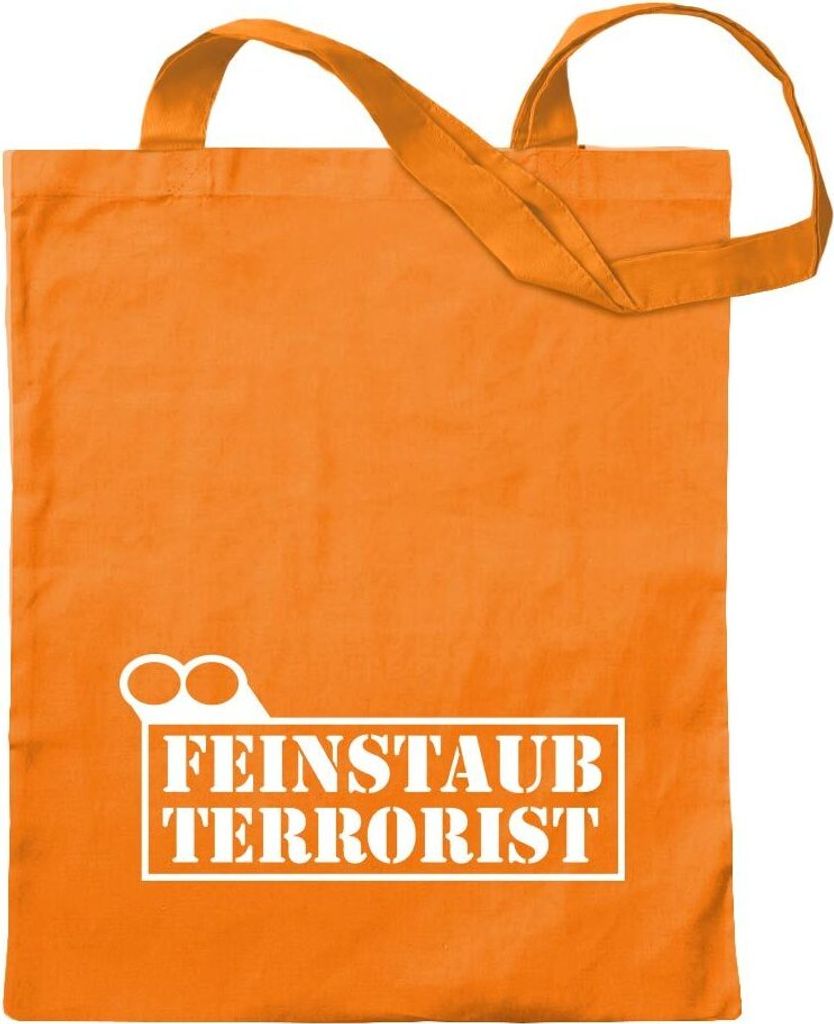 Kiwistar - Baumwolltasche - mandarin - Feinstaub Terrorist - Tragetasche Stoffbeutel Umhängetasche Langer Henkel
