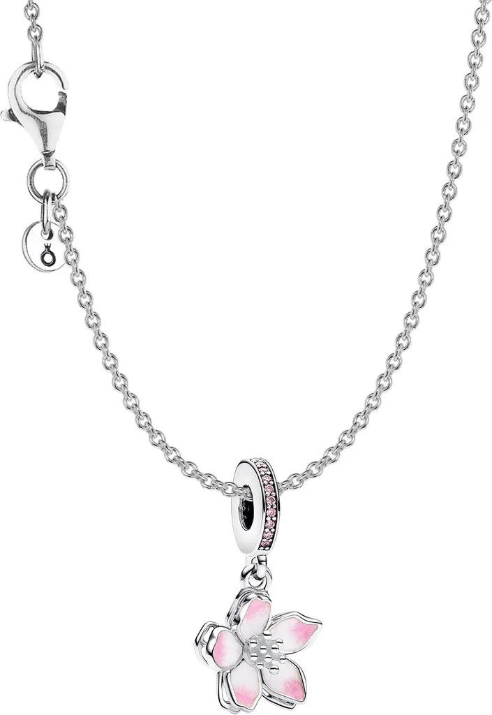 Parure Collier en Argent pour Femme Pandora Motif Floral Cerisier Rose