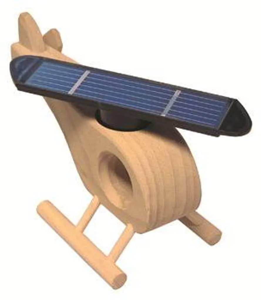 Hélicoptère en bois avec rotor solaire actif - Maquette écologique FSC